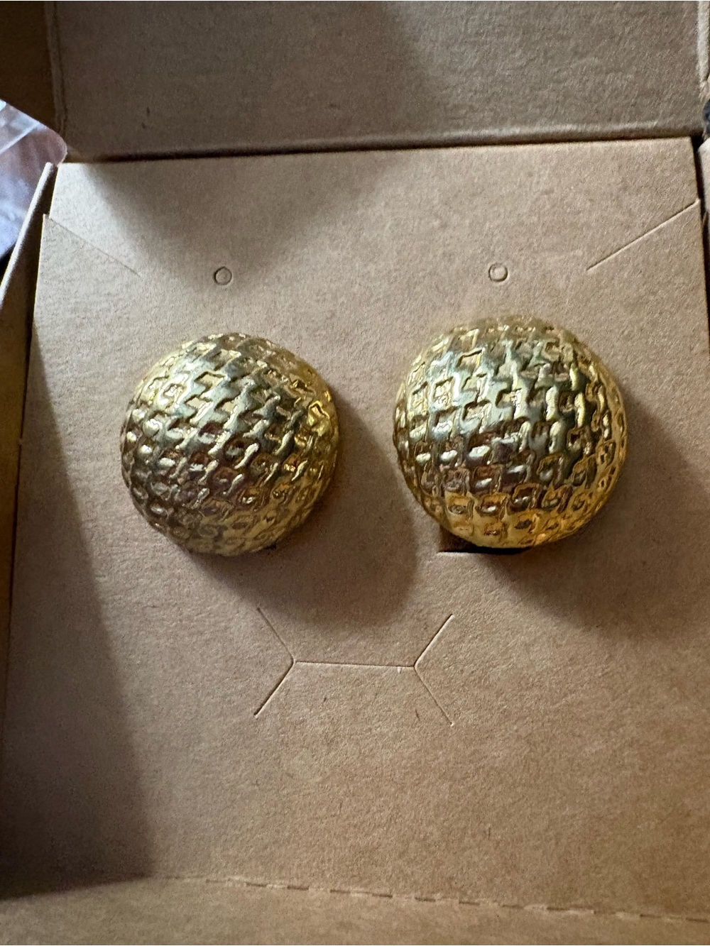 Vintage Gold Textured Dome Clip-On Earrings - Women Jewelry